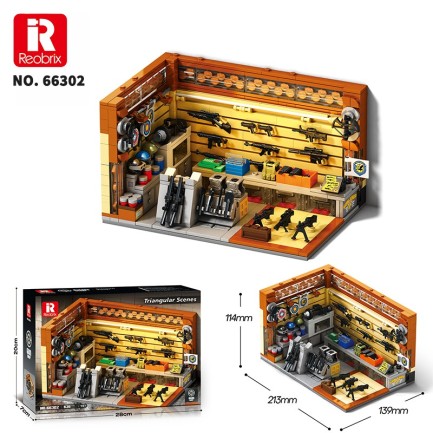 Reobrix Triangular Gun Shop Scene 66302 Brick Yapım Seti - Thumbnail