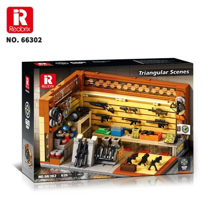 Reobrix Triangular Gun Shop Scene 66302 Brick Yapım Seti - Thumbnail