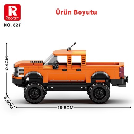 Reobrix Technic 827 Ford F-150 Raptor Kamyon Araba Yaratıcı Yapı Blok Seti Building Blocks - 423 Parça - Thumbnail