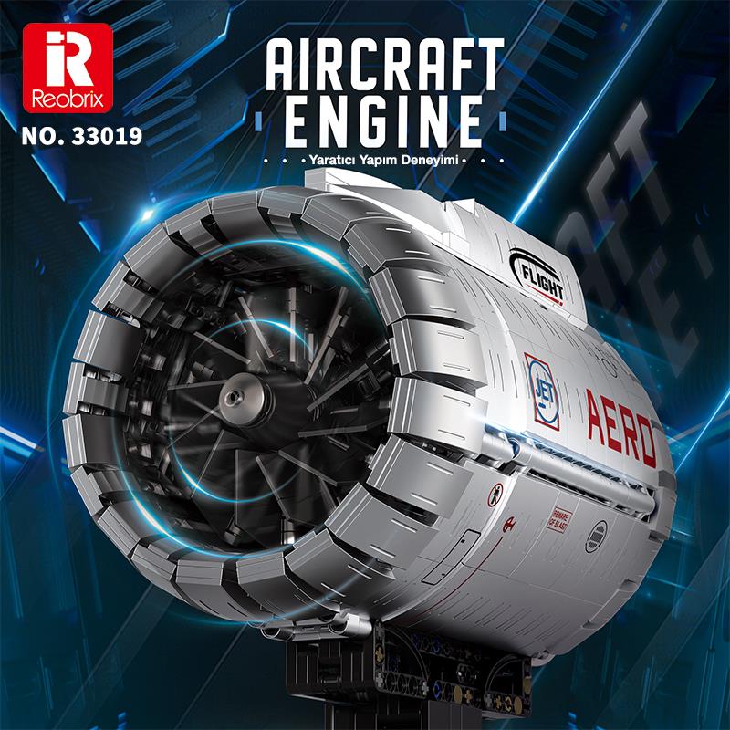 Reobrix Technic 33019 Uçak Motoru (Aircraft Engine) Batarya&Motorlu Yaratıcı Yapı Blok Seti Building Blocks - 1813 Parça