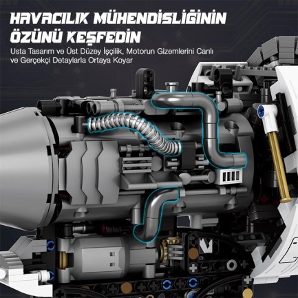 Reobrix Technic 33019 Uçak Motoru (Aircraft Engine) Batarya&Motorlu Yaratıcı Yapı Blok Seti Building Blocks - 1813 Parça - Thumbnail