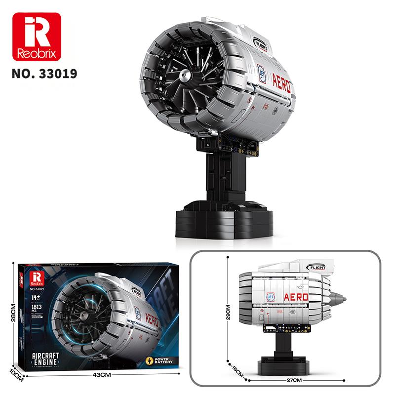 Reobrix Technic 33019 Uçak Motoru (Aircraft Engine) Batarya&Motorlu Yaratıcı Yapı Blok Seti Building Blocks - 1813 Parça