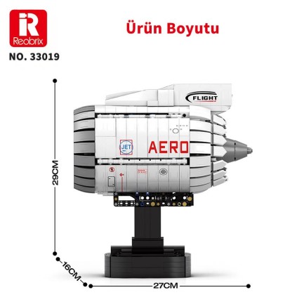 Reobrix Technic 33019 Uçak Motoru (Aircraft Engine) Batarya&Motorlu Yaratıcı Yapı Blok Seti Building Blocks - 1813 Parça - Thumbnail