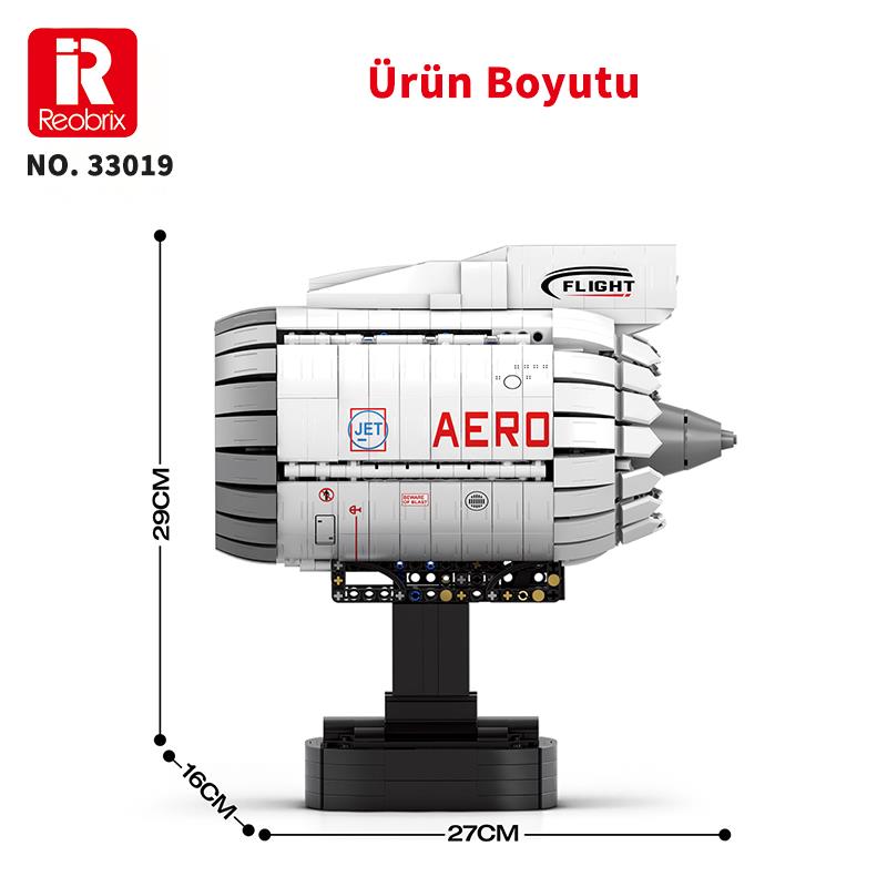 Reobrix Technic 33019 Uçak Motoru (Aircraft Engine) Batarya&Motorlu Yaratıcı Yapı Blok Seti Building Blocks - 1813 Parça