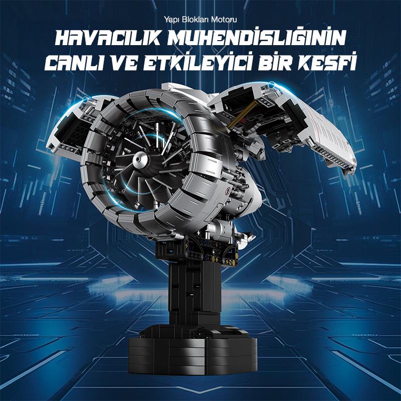 Reobrix Technic 33019 Uçak Motoru (Aircraft Engine) Batarya&Motorlu Yaratıcı Yapı Blok Seti Building Blocks - 1813 Parça