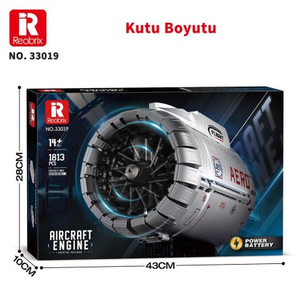 Reobrix Technic 33019 Uçak Motoru (Aircraft Engine) Batarya&Motorlu Yaratıcı Yapı Blok Seti Building Blocks - 1813 Parça - Thumbnail