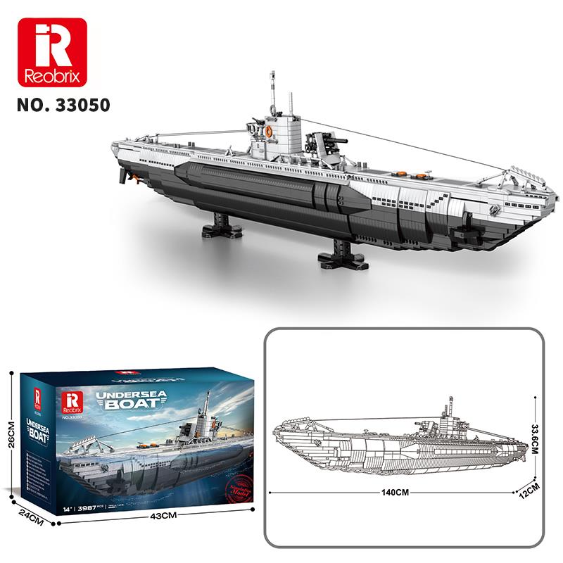 Reobrix 33050 Denizaltı Yaratıcı Yapı Blok Seti Building Blocks (Strategic U-Type Submarine)-3624Parça