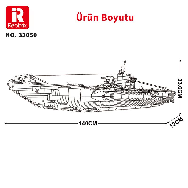 Reobrix 33050 Denizaltı Yaratıcı Yapı Blok Seti Building Blocks (Strategic U-Type Submarine)-3624Parça