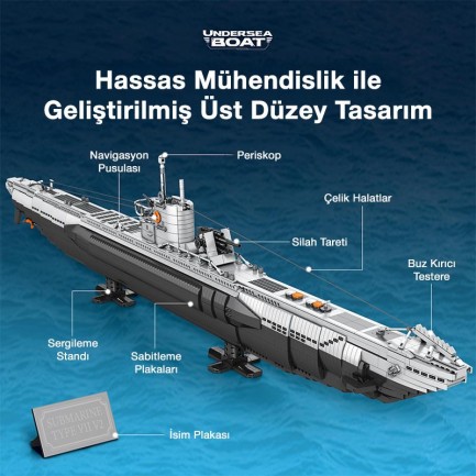 Reobrix 33050 Denizaltı Yaratıcı Yapı Blok Seti Building Blocks (Strategic U-Type Submarine)-3624Parça - Thumbnail