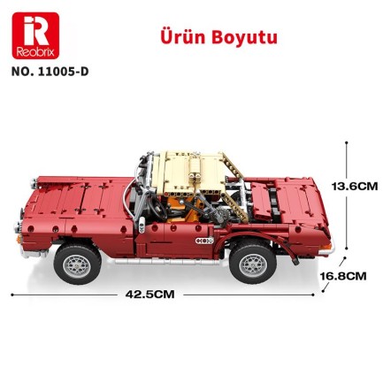 Reobrix Technic 11005-D Mercedes Benz 280SL Araba Kumanda&Motorlu Yaratıcı Yapı Blok Seti Building Blocks - 1578 Parça - Thumbnail