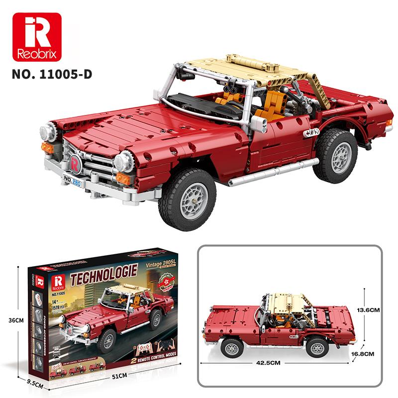 Reobrix Technic 11005-D Mercedes Benz 280SL Araba Kumanda&Motorlu Yaratıcı Yapı Blok Seti Building Blocks - 1578 Parça