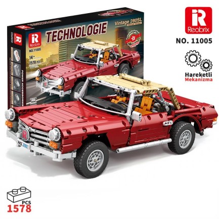 Reobrix - Reobrix Technic 11005 Mercedes Benz 280SL Araba Yaratıcı Yapı Blok Seti Building Blocks - 1578 Parça