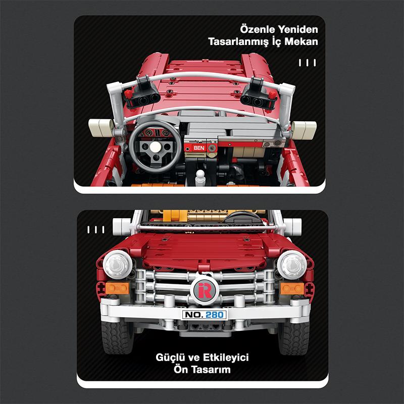 Reobrix Technic 11005 Mercedes Benz 280SL Araba Yaratıcı Yapı Blok Seti Building Blocks - 1578 Parça