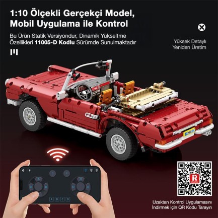 Reobrix Technic 11005 Mercedes Benz 280SL Araba Yaratıcı Yapı Blok Seti Building Blocks - 1578 Parça - Thumbnail