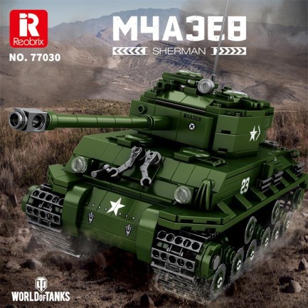 Reobrix World Of Tanks American Medium Tank M4 Sherman Tank of World War II 77030 Brick Yapım Seti - Thumbnail
