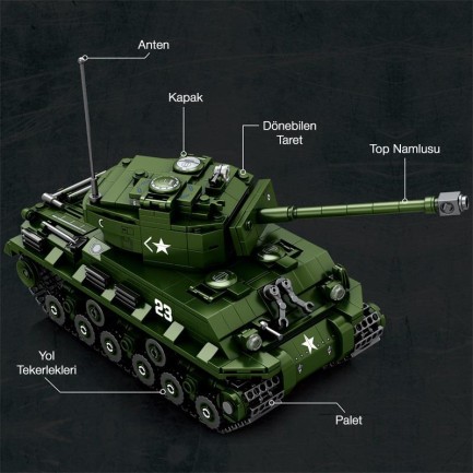 Reobrix 77030 World Of Tanks M4 Sherman Tank M4A3E8 Yaratıcı Yapı Blok Seti Building Blocks - 836 Parça - Thumbnail