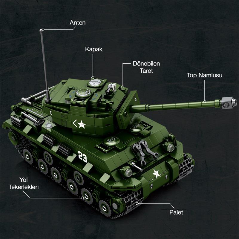 Reobrix 77030 World Of Tanks M4 Sherman Tank M4A3E8 Yaratıcı Yapı Blok Seti Building Blocks - 836 Parça