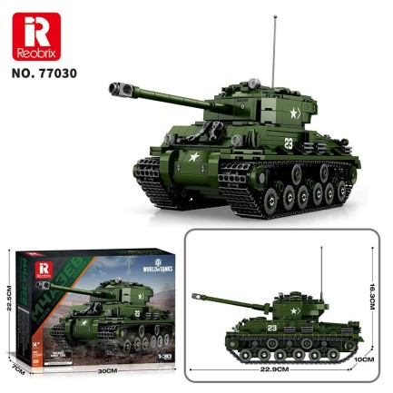 Reobrix 77030 World Of Tanks M4 Sherman Tank M4A3E8 Yaratıcı Yapı Blok Seti Building Blocks - 836 Parça - Thumbnail