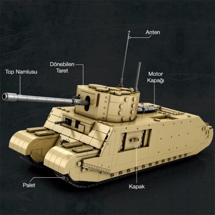 Reobrix 77032 World Of Tanks TOGII İngiliz Ağır Tankı (British Heavy Tank) Yaratıcı Yapı Blok Seti Building Blocks - 1427 Parça - Thumbnail