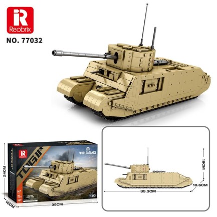 Reobrix 77032 World Of Tanks TOGII İngiliz Ağır Tankı (British Heavy Tank) Yaratıcı Yapı Blok Seti Building Blocks - 1427 Parça - Thumbnail