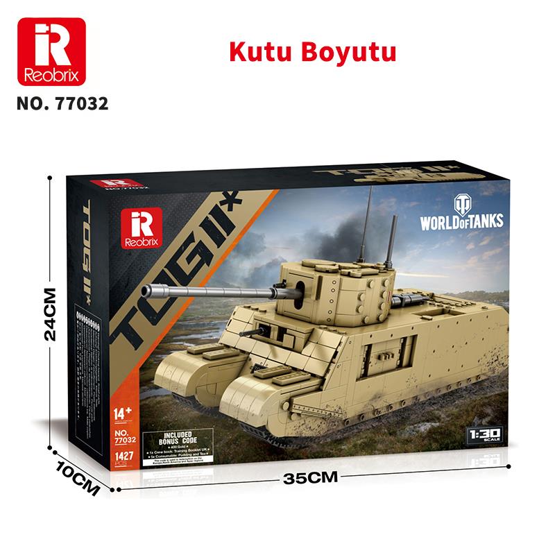 Reobrix 77032 World Of Tanks TOGII İngiliz Ağır Tankı (British Heavy Tank) Yaratıcı Yapı Blok Seti Building Blocks - 1427 Parça