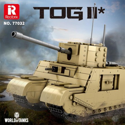 Reobrix 77032 World Of Tanks TOGII İngiliz Ağır Tankı (British Heavy Tank) Yaratıcı Yapı Blok Seti Building Blocks - 1427 Parça - Thumbnail