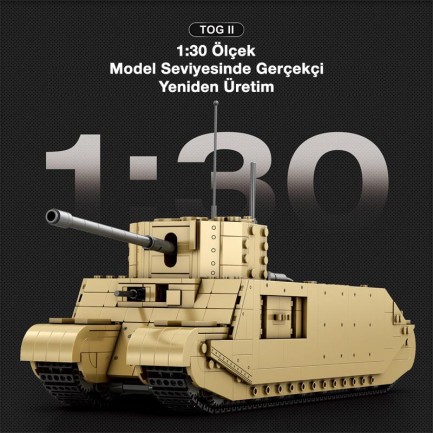 Reobrix 77032 World Of Tanks TOGII İngiliz Ağır Tankı (British Heavy Tank) Yaratıcı Yapı Blok Seti Building Blocks - 1427 Parça - Thumbnail