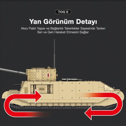 Reobrix 77032 World Of Tanks TOGII İngiliz Ağır Tankı (British Heavy Tank) Yaratıcı Yapı Blok Seti Building Blocks - 1427 Parça - Thumbnail