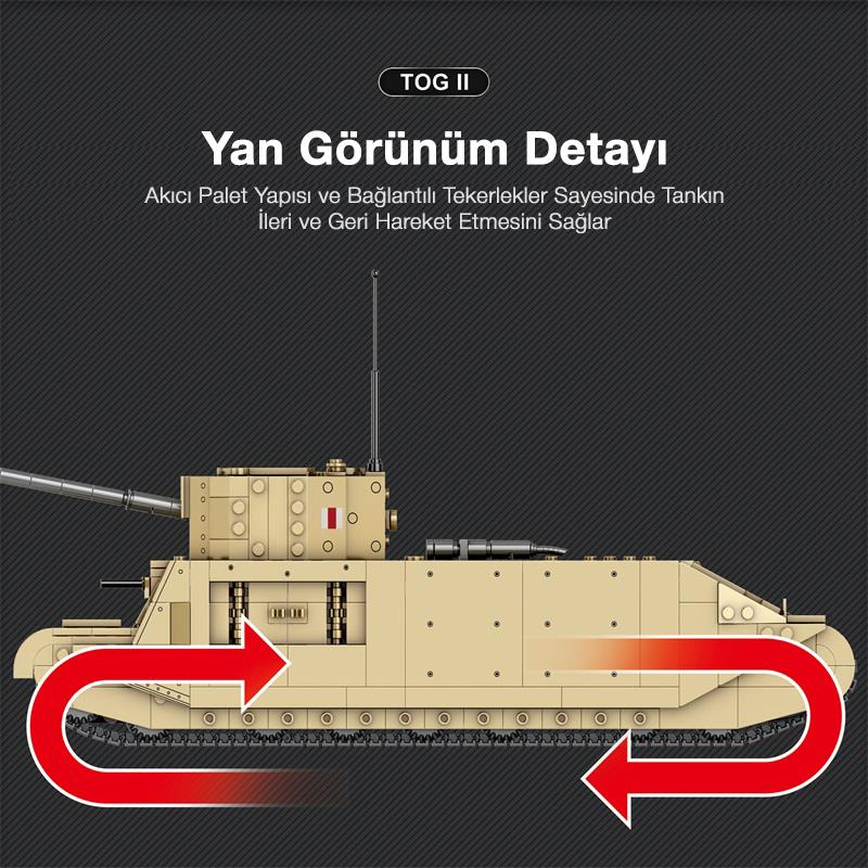 Reobrix 77032 World Of Tanks TOGII İngiliz Ağır Tankı (British Heavy Tank) Yaratıcı Yapı Blok Seti Building Blocks - 1427 Parça