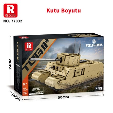 Reobrix 77032 World Of Tanks TOGII İngiliz Ağır Tankı (British Heavy Tank) Yaratıcı Yapı Blok Seti Building Blocks - 1427 Parça - Thumbnail