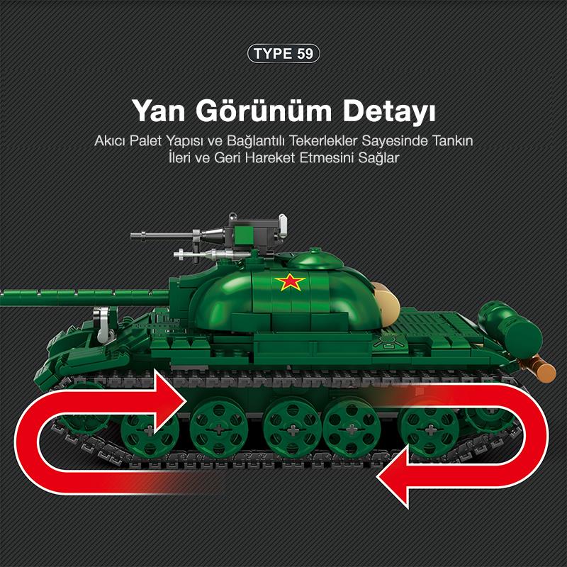 Reobrix 77035 World Of Tanks Çin Orta Tankı Type 59 Yaratıcı Yapı Blok Seti Building Blocks (Chinese Medium Tank) - 748 Parça