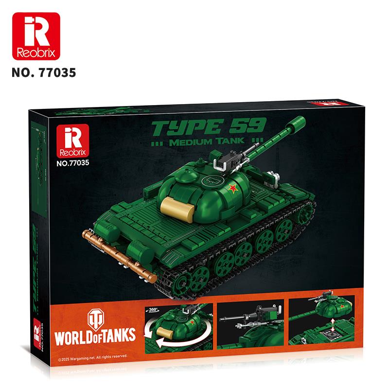Reobrix 77035 World Of Tanks Çin Orta Tankı Type 59 Yaratıcı Yapı Blok Seti Building Blocks (Chinese Medium Tank) - 748 Parça