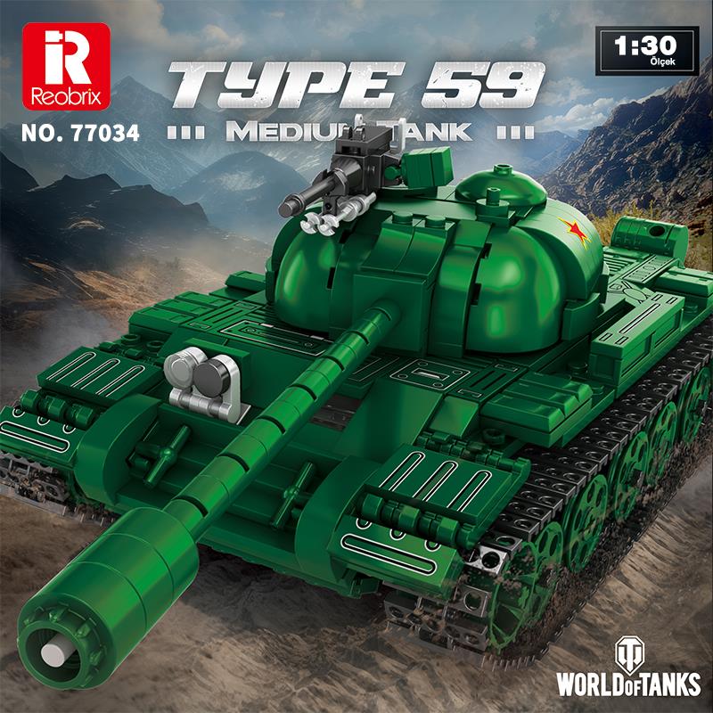 Reobrix 77035 World Of Tanks Çin Orta Tankı Type 59 Yaratıcı Yapı Blok Seti Building Blocks (Chinese Medium Tank) - 748 Parça