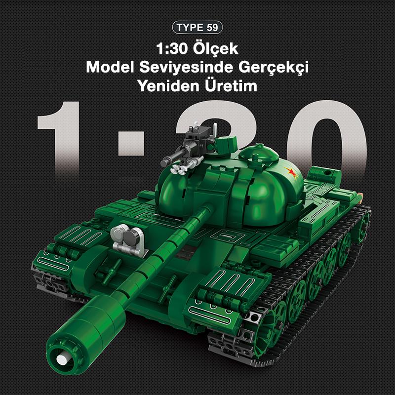 Reobrix 77035 World Of Tanks Çin Orta Tankı Type 59 Yaratıcı Yapı Blok Seti Building Blocks (Chinese Medium Tank) - 748 Parça