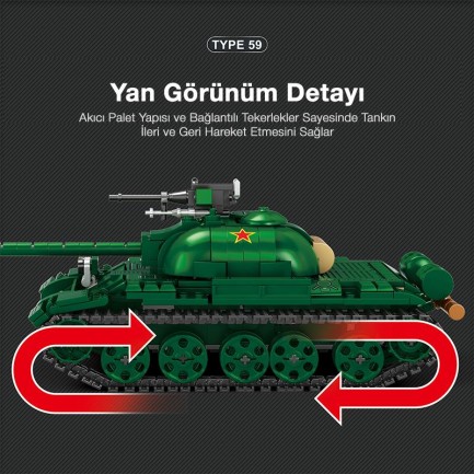 Reobrix 77035 World Of Tanks Çin Orta Tankı Type 59 Yaratıcı Yapı Blok Seti Building Blocks (Chinese Medium Tank) - 748 Parça - Thumbnail