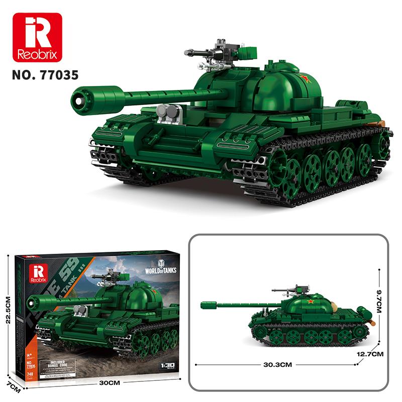 Reobrix 77035 World Of Tanks Çin Orta Tankı Type 59 Yaratıcı Yapı Blok Seti Building Blocks (Chinese Medium Tank) - 748 Parça