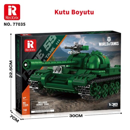 Reobrix 77035 World Of Tanks Çin Orta Tankı Type 59 Yaratıcı Yapı Blok Seti Building Blocks (Chinese Medium Tank) - 748 Parça - Thumbnail