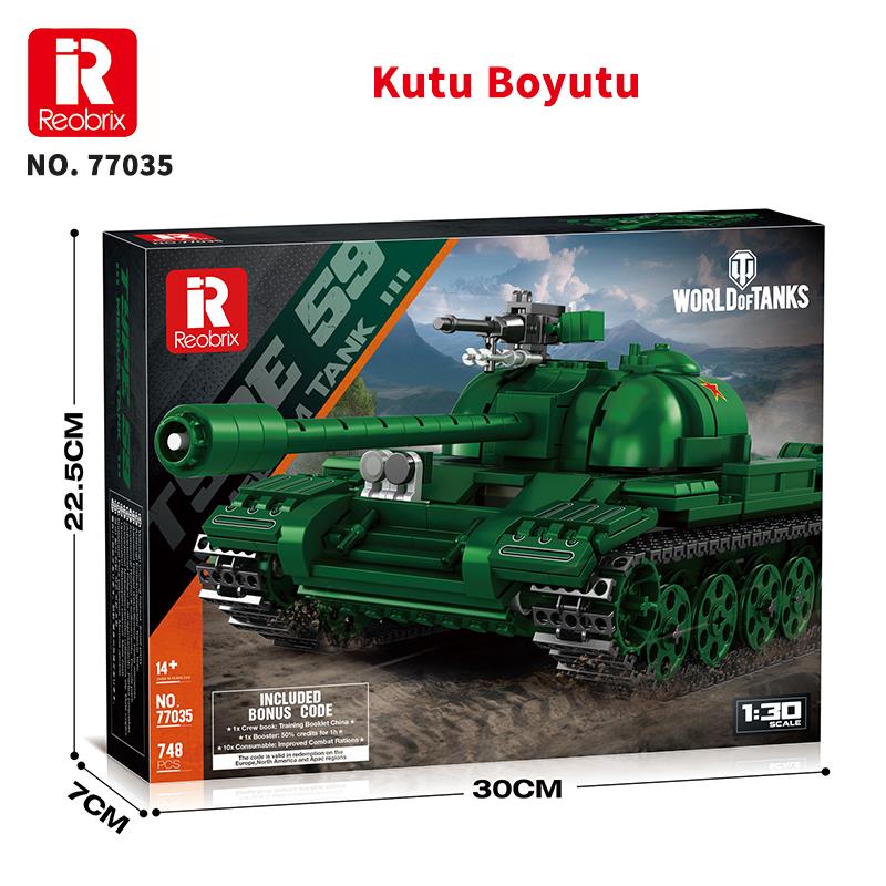 Reobrix 77035 World Of Tanks Çin Orta Tankı Type 59 Yaratıcı Yapı Blok Seti Building Blocks (Chinese Medium Tank) - 748 Parça