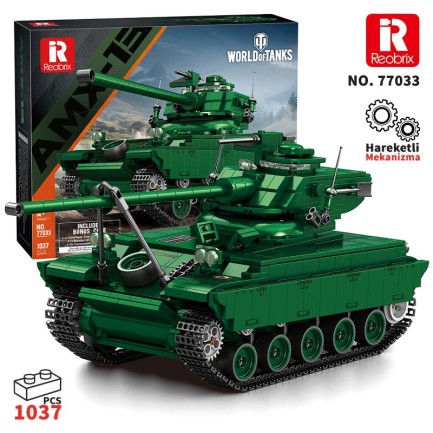 Reobrix - Reobrix 77033 World Of Tanks Fransız Hafif Tankı AMX-13 Yaratıcı Yapı Blok Seti Building Blocks - 1037 Parça
