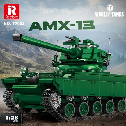 Reobrix 77033 World Of Tanks Fransız Hafif Tankı AMX-13 Yaratıcı Yapı Blok Seti Building Blocks - 1037 Parça - Thumbnail