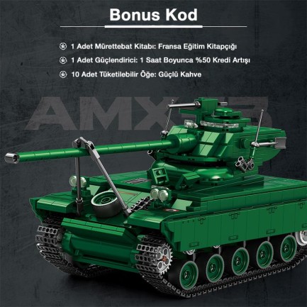 Reobrix 77033 World Of Tanks Fransız Hafif Tankı AMX-13 Yaratıcı Yapı Blok Seti Building Blocks - 1037 Parça - Thumbnail