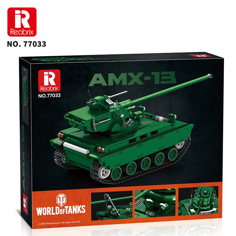 Reobrix 77033 World Of Tanks Fransız Hafif Tankı AMX-13 Yaratıcı Yapı Blok Seti Building Blocks - 1037 Parça