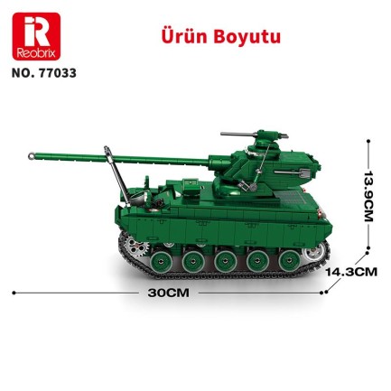 Reobrix 77033 World Of Tanks Fransız Hafif Tankı AMX-13 Yaratıcı Yapı Blok Seti Building Blocks - 1037 Parça - Thumbnail