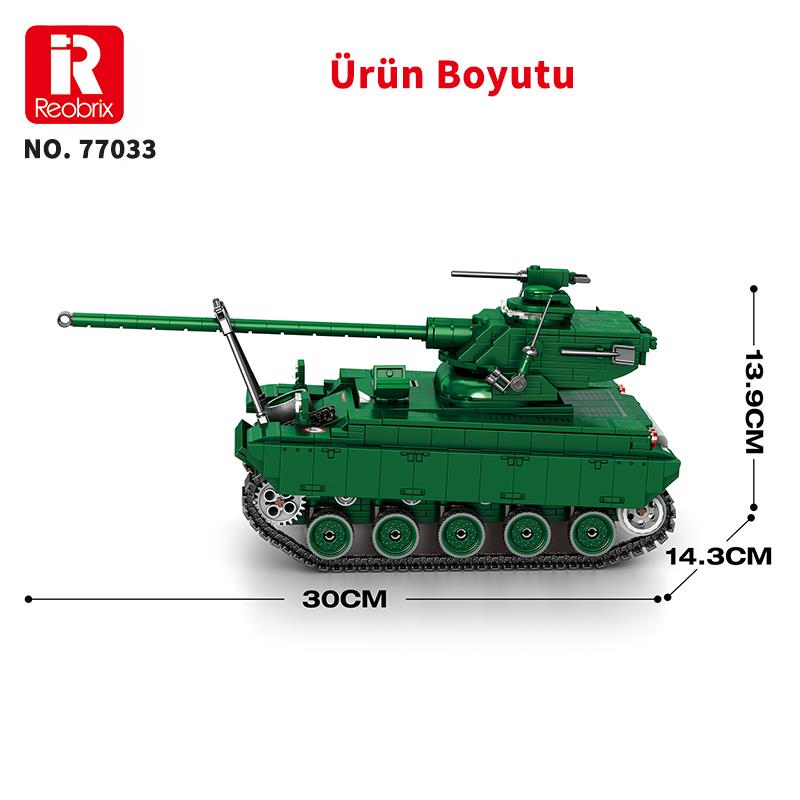 Reobrix 77033 World Of Tanks Fransız Hafif Tankı AMX-13 Yaratıcı Yapı Blok Seti Building Blocks - 1037 Parça