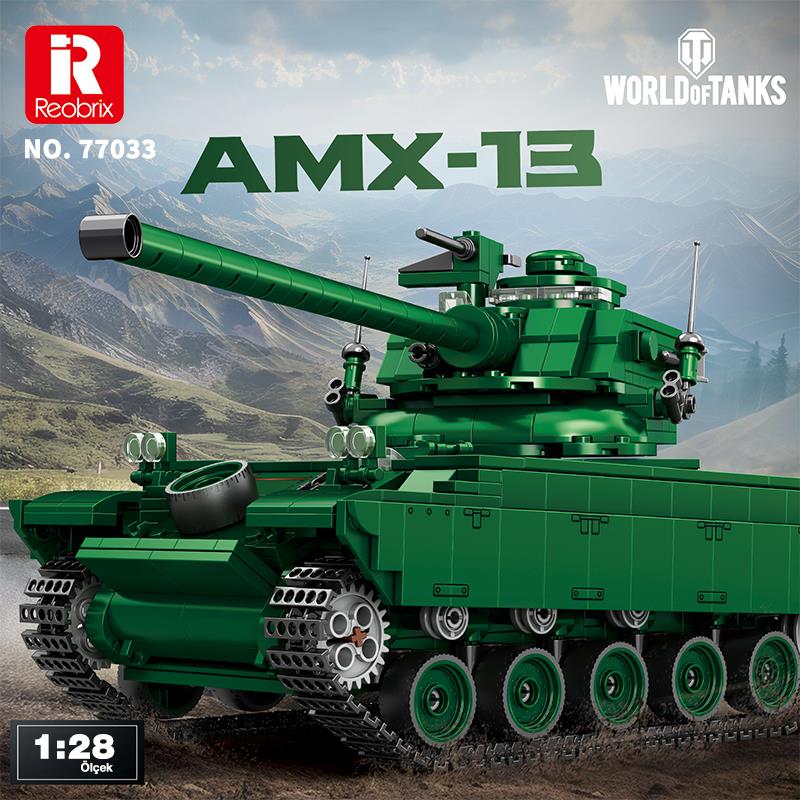 Reobrix 77033 World Of Tanks Fransız Hafif Tankı AMX-13 Yaratıcı Yapı Blok Seti Building Blocks - 1037 Parça