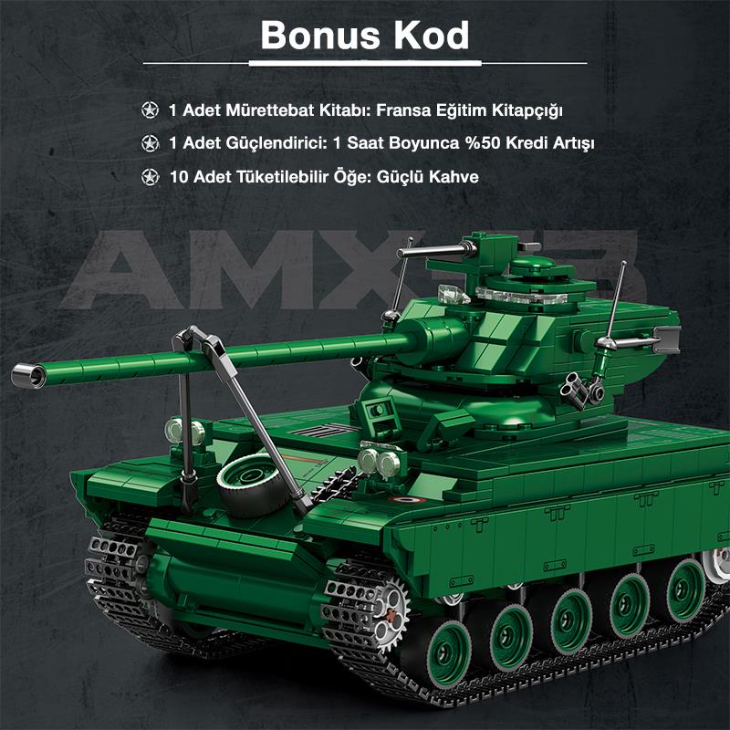 Reobrix 77033 World Of Tanks Fransız Hafif Tankı AMX-13 Yaratıcı Yapı Blok Seti Building Blocks - 1037 Parça