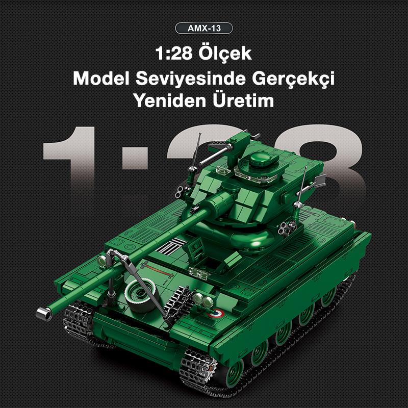 Reobrix 77033 World Of Tanks Fransız Hafif Tankı AMX-13 Yaratıcı Yapı Blok Seti Building Blocks - 1037 Parça