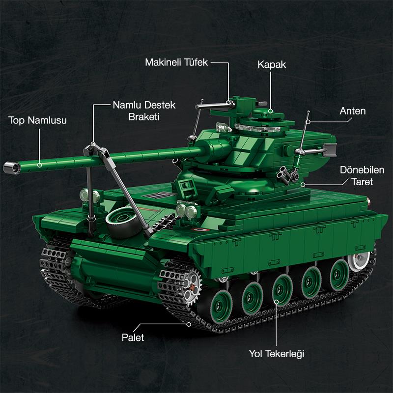 Reobrix 77033 World Of Tanks Fransız Hafif Tankı AMX-13 Yaratıcı Yapı Blok Seti Building Blocks - 1037 Parça