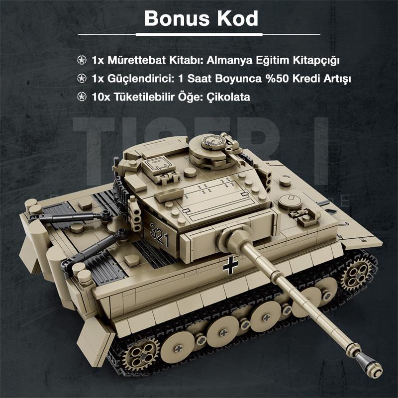 Reobrix 77031 World Of Tanks Tiger I Alman Ağır Tankı Yaratıcı Yapı Blok Seti Building Blocks -1138Parça