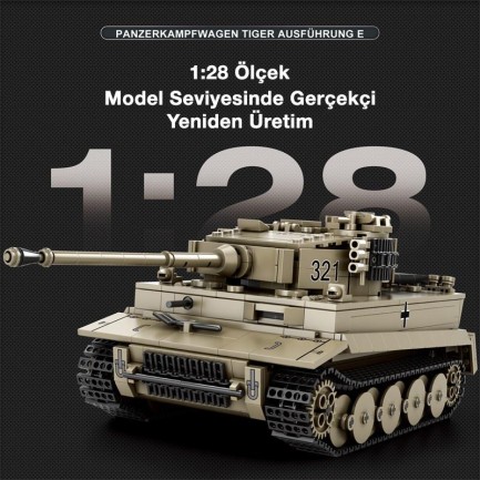 Reobrix 77031 World Of Tanks Tiger I Alman Ağır Tankı Yaratıcı Yapı Blok Seti Building Blocks -1138Parça - Thumbnail
